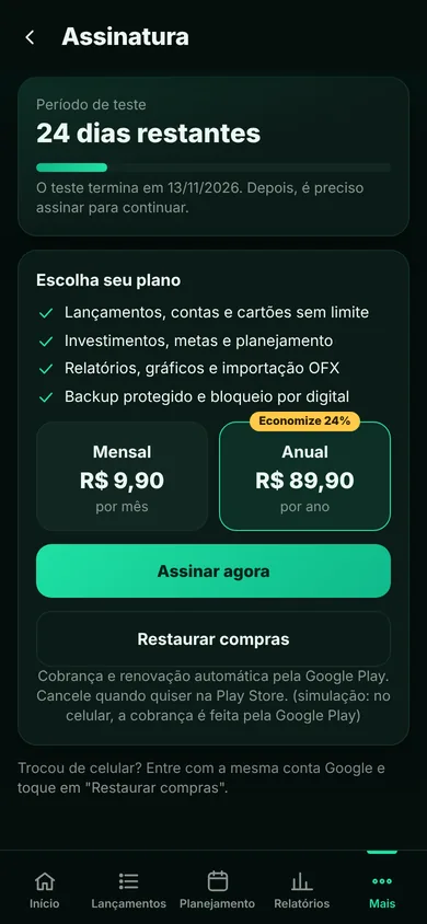 Tela do Alpende: Assinatura